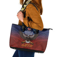 American Samoa Fautasi Leather Tote Bag Pago Pago Aeto and Iseula o le Moana of Fagatogo Red-Blue - Polynesian Pride