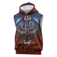 American Samoa Fautasi Sleeveless Zip Hoodie Pago Pago Aeto and Iseula o le Moana of Fagatogo Red-Blue LT03