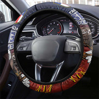 American Samoa Fautasi Steering Wheel Cover Pago Pago Aeto and Iseula o le Moana of Fagatogo Red-Blue - Polynesian Pride