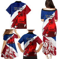 Samoa Rugby Family Matching Puletasi Dress and Hawaiian Shirt Siva Tau Dance Polynesian Tattoo Brush Style LT03 - Polynesian Pride