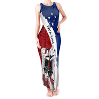Samoa Rugby Tank Maxi Dress Siva Tau Dance Polynesian Tattoo Brush Style LT03 Women Red - Polynesian Pride