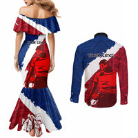 Custom Samoa Rugby Couples Matching Mermaid Dress and Long Sleeve Button Shirts Siva Tau Dance Polynesian Tattoo Brush Style LT03 - Polynesian Pride
