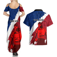 Custom Samoa Rugby Couples Matching Summer Maxi Dress and Hawaiian Shirt Siva Tau Dance Polynesian Tattoo Brush Style LT03 - Polynesian Pride
