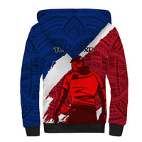 Custom Samoa Rugby Sherpa Hoodie Siva Tau Dance Polynesian Tattoo Brush Style LT03 - Polynesian Pride