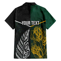 Personalised South Africa and New Zealand Hawaiian Shirt King Protea and Silver Fern Mix Culture Pattern LT03 - Polynesian Pride