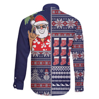 Hawaii Mele Kalikimaka Family Matching Off Shoulder Short Dress and Hawaiian Shirt Aloha and Christmas Elements Patchwork Blue Style LT03 - Polynesian Pride