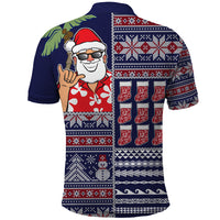 Hawaii Mele Kalikimaka Polo Shirt Aloha and Christmas Elements Patchwork Blue Style LT03 - Polynesian Pride