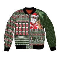 Hawaii Mele Kalikimaka Bomber Jacket Aloha and Christmas Elements Patchwork Green Style LT03 Unisex Green - Polynesian Pride