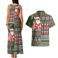 Hawaii Mele Kalikimaka Couples Matching Tank Maxi Dress and Hawaiian Shirt Aloha and Christmas Elements Patchwork Green Style LT03 - Polynesian Pride