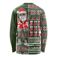 Hawaii Mele Kalikimaka Long Sleeve Shirt Aloha and Christmas Elements Patchwork Green Style LT03 - Polynesian Pride