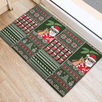 Hawaii Mele Kalikimaka Rubber Doormat Aloha and Christmas Elements Patchwork Green Style LT03 - Polynesian Pride