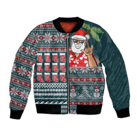 Hawaii Mele Kalikimaka Bomber Jacket Aloha and Christmas Elements Patchwork Turquoise Style LT03 Unisex Turquoise - Polynesian Pride