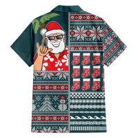 Hawaii Mele Kalikimaka Family Matching Off Shoulder Maxi Dress and Hawaiian Shirt Aloha and Christmas Elements Patchwork Turquoise Style LT03 - Polynesian Pride
