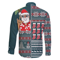 Hawaii Mele Kalikimaka Family Matching Off Shoulder Maxi Dress and Hawaiian Shirt Aloha and Christmas Elements Patchwork Turquoise Style LT03 - Polynesian Pride