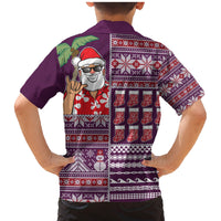 Hawaii Mele Kalikimaka Family Matching Mermaid Dress and Hawaiian Shirt Aloha and Christmas Elements Patchwork Pink Style LT03 - Polynesian Pride