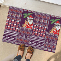 Hawaii Mele Kalikimaka Rubber Doormat Aloha and Christmas Elements Patchwork Pink Style LT03 - Polynesian Pride