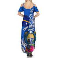 Personalised Nauru Coat of Arms Summer Maxi Dress Tropical Flower Polynesian Pattern LT03 - Polynesian Pride