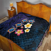 Hawaiian Turtles and Plumeria Quilt Polynesian Art Tribal Tattoo Dark Aqua Color