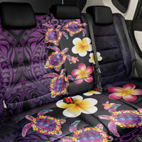 Hawaiian Turtles and Plumeria Back Car Seat Cover Polynesian Art Tribal Tattoo Deep Violet Color