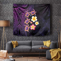 Hawaiian Turtles and Plumeria Tapestry Polynesian Art Tribal Tattoo Deep Violet Color LT03 Purple - Polynesian Pride