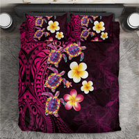 Hawaiian Turtles and Plumeria Bedding Set Polynesian Art Tribal Tattoo Cerise LT03 Pink - Polynesian Pride