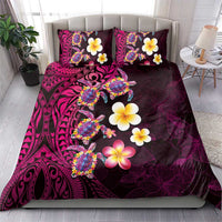 Hawaiian Turtles and Plumeria Bedding Set Polynesian Art Tribal Tattoo Cerise LT03 - Polynesian Pride