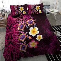 Hawaiian Turtles and Plumeria Bedding Set Polynesian Art Tribal Tattoo Cerise LT03 - Polynesian Pride