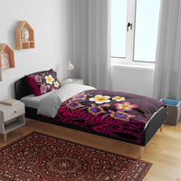 Hawaiian Turtles and Plumeria Bedding Set Polynesian Art Tribal Tattoo Cerise LT03 - Polynesian Pride