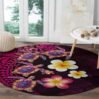 Hawaiian Turtles and Plumeria Round Carpet Polynesian Art Tribal Tattoo Cerise LT03 - Polynesian Pride