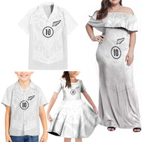 Custom New Zealand Football Family Matching Off Shoulder Maxi Dress and Hawaiian Shirt The Whites-Sporty T90 Style LT03 - Polynesian Pride