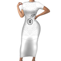 Custom New Zealand Football Family Matching Short Sleeve Bodycon Dress and Hawaiian Shirt The Whites-Sporty T90 Style - Polynesian Pride