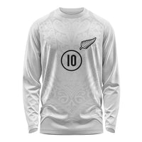 Custom New Zealand Football Long Sleeve Shirt The Whites-Sporty T90 Style LT03 Unisex White - Polynesian Pride