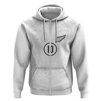 Custom New Zealand Football Zip Hoodie The Whites-Sporty T90 Style - Polynesian Pride