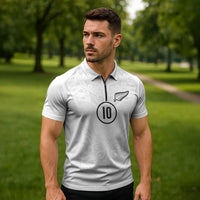 Custom New Zealand Football Zipper Polo Shirt The Whites-Sporty T90 Style - Polynesian Pride
