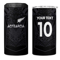 Custom Aotearoa Rugby 4 in 1 Can Cooler Tumbler The Blacks-Sporty T90 Style LT03 One Size: 16 oz Black - Polynesian Pride