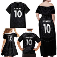 Custom Aotearoa Rugby Family Matching Off Shoulder Maxi Dress and Hawaiian Shirt The Blacks-Sporty T90 Style - Polynesian Pride