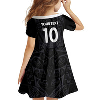 Custom Aotearoa Rugby Family Matching Off Shoulder Short Dress and Hawaiian Shirt The Blacks-Sporty T90 Style LT03 - Polynesian Pride