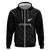Custom Aotearoa Rugby Hoodie The Blacks-Sporty T90 Style LT03 Zip Hoodie Black - Polynesian Pride