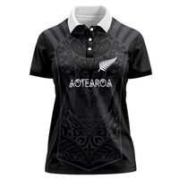 Custom Aotearoa Rugby Women Polo Shirt The Blacks-Sporty T90 Style LT03 Female Black - Polynesian Pride