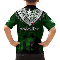 Norfolk Island ANZAC Day Family Matching Off Shoulder Long Sleeve Dress and Hawaiian Shirt Soldier Lest We Forget Camouflage LT03 - Polynesian Pride