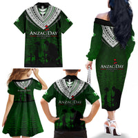 Norfolk Island ANZAC Day Family Matching Off Shoulder Long Sleeve Dress and Hawaiian Shirt Soldier Lest We Forget Camouflage LT03 - Polynesian Pride