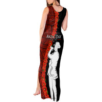 Tonga ANZAC Day Tank Maxi Dress Red Poppies Flower Soldier Lest We Forget LT03 - Polynesian Pride