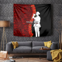 Tonga ANZAC Day Tapestry Red Poppies Flower Soldier Lest We Forget LT03 - Polynesian Pride