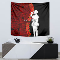 Tonga ANZAC Day Tapestry Red Poppies Flower Soldier Lest We Forget LT03 - Polynesian Pride