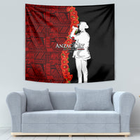 Tonga ANZAC Day Tapestry Red Poppies Flower Soldier Lest We Forget LT03 - Polynesian Pride