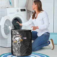 American Samoa Flag Day Laundry Basket Tribal Tattoo with Eagle Black