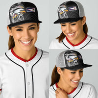 American Samoa Flag Day Baseball Net Cap Tribal Tattoo with Eagle Black