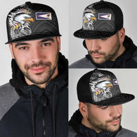 American Samoa Flag Day Mesh Trucker Cap Tribal Tattoo with Eagle Black