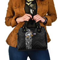 American Samoa Flag Day Shoulder Handbag Tribal Tattoo with Eagle Black