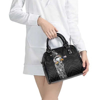 American Samoa Flag Day Shoulder Handbag Tribal Tattoo with Eagle Black